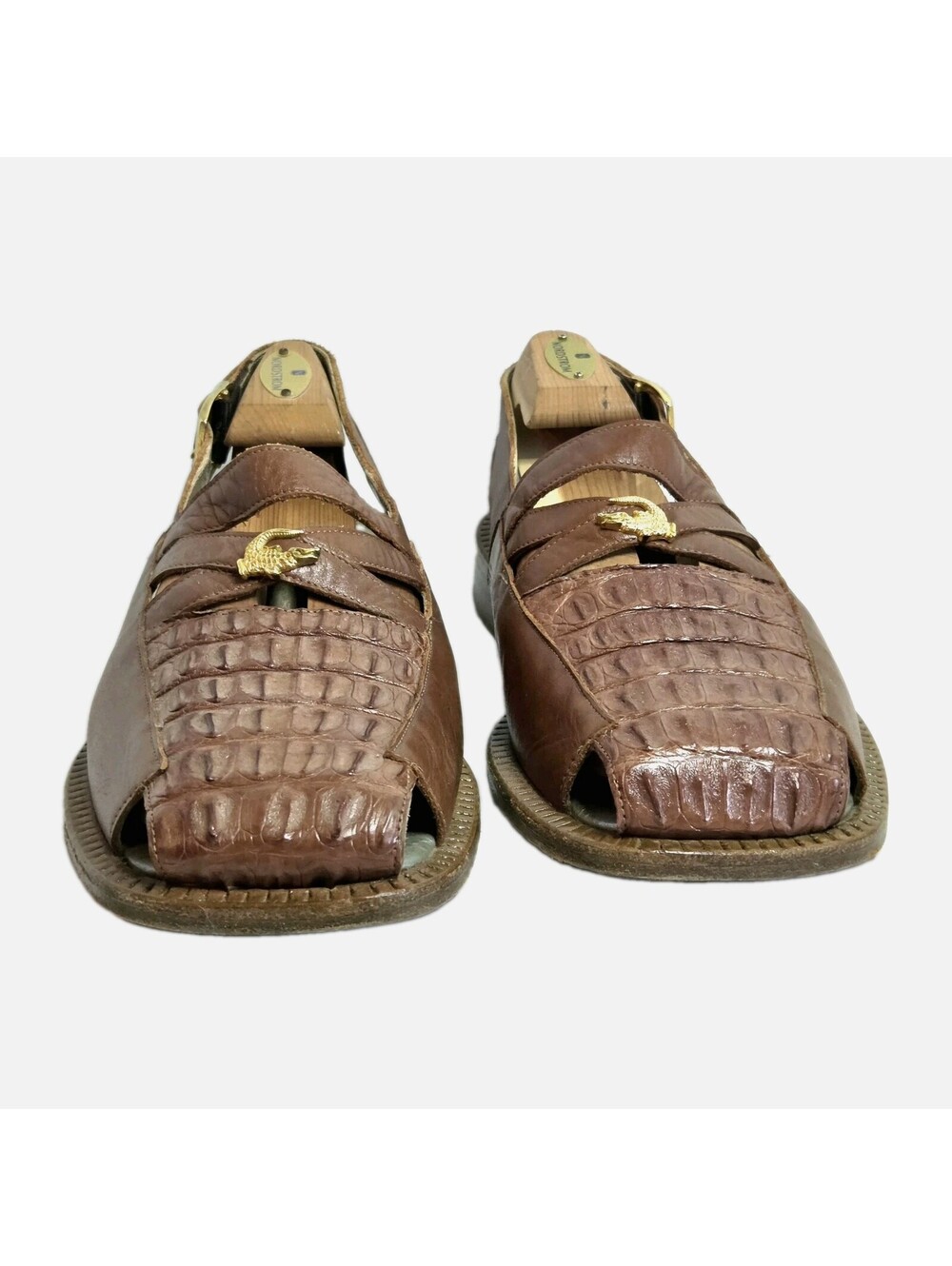 Vintage Mauri Italian Alligator Sandals Cognac Leather Men Size 9 Luxury EUC